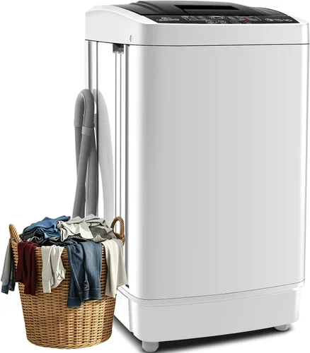 Vista 10 de NICTEMAW - Lavadora portátil de 17.8 libras, lavadora portátil completamente automática de 2.4 pies cúbicos con 10 programas de lavado, 8 niveles
