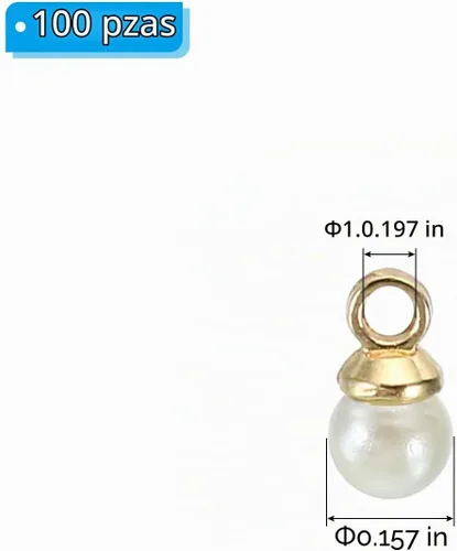 Vista 2 de PATIKIL Abalorio de perlas, 100 cuentas de perlas de imitación de perlas colgantes para bricolaje para hacer joyas, pulseras, aretes, collares Beige