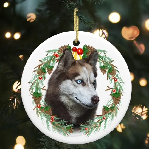 Vista 16 de Colgante de perro esquimal americano de 3 pulgadas para decoración de árbol de Navidad, bonito adorno de día festivo para cachorros, regalos