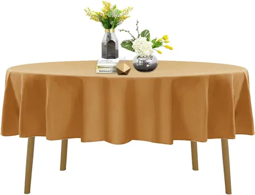 Vista 136 de Mantel de poliéster lavable de 132 pulgadas, resistente a las manchas y a las arrugas, mantel decorativo para mesa de comedor, fiestas de bufé