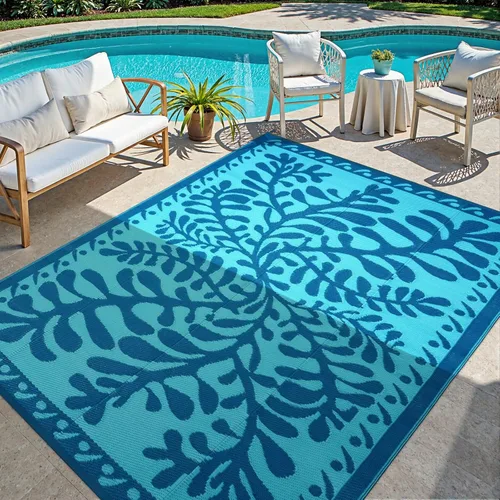 Vista 28 de Anidaroel Alfombra de área para exteriores para patio, 4 x 6 pies, impermeable, reversible, alfombra de paja de plástico para exteriores, alfombra