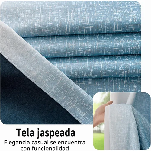 Vista 7 de Cortinas Ombre 100% Opacas de 63 Pulgadas de Largo 2 Paneles para Dormitorio Azul Blanco Patrón Degradado Oscurecimiento de Habitación Aislamiento