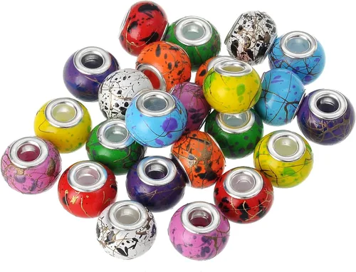 Vista 3 de RUBYCA 30 cuentas de cristal de Murano abstracto a granel para pulseras europeas para hacer joyas de bricolaje