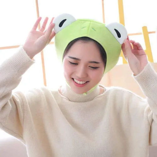 Vista 5 de KESYOO Sombrero de rana, 2 unidades, sombrero de orejas de conejo y sombrero de rana, divertido sombrero de animal de peluche, sombrero de rana