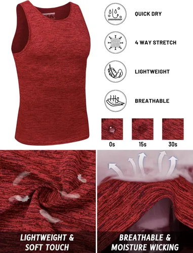 Vista 4 de TACVASEN Camisetas sin mangas para hombre de secado rápido para entrenamiento muscular atlético, gimnasio, culturismo, camiseta de rendimiento