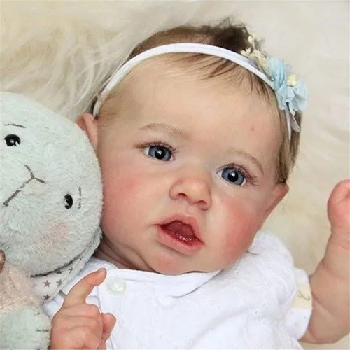 Vista 5 de EURORA Muñecas de bebé Reborn de 18 pulgadas, ojos azules abiertos realistas realistas, cuerpo de vinilo completo suave para niños a partir de 3 años