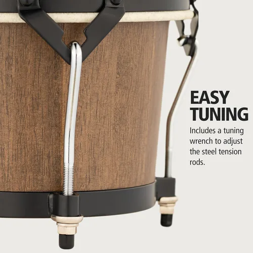 Vista 5 de Meinl Percussion HTB100WB-M Headliner Traditional Designer Series Bongos de madera, marrón nogal
