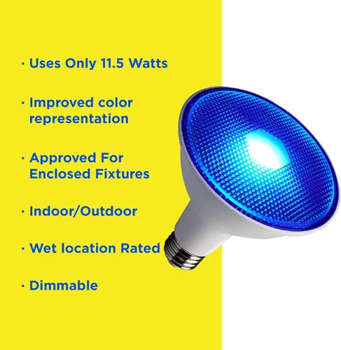 Vista 2 de Satco S29482 - Bombilla LED de color PAR38 de 11,5 W, color azul