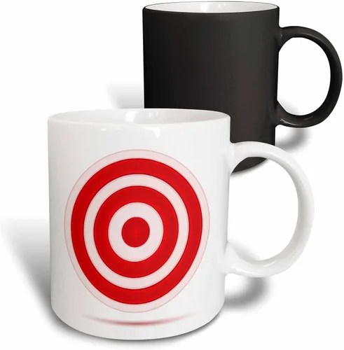 Vista 13 de 3dRose Taza de círculo blanco y rojo, 11 oz, color negro