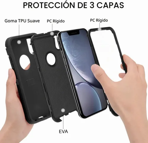 Vista 5 de MAXCURY Funda para iPhone XR, funda protectora de cuerpo completo resistente con absorción de golpes para iPhone 10R, parachoques de PC duro +