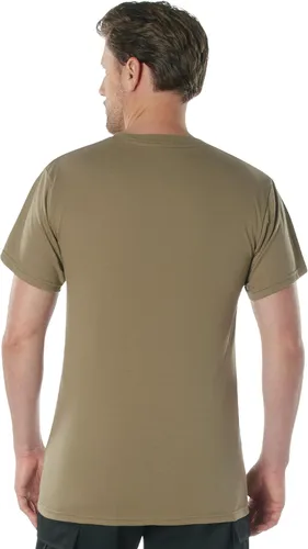 Vista 5 de Rothco AR 670-1 Camiseta marrón coyote – Camiseta uniforme de manga corta con cuello redondo y capa base