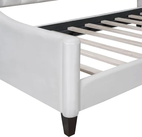 Vista 9 de Cama individual de tamaño doble, cama individual de lujo con botones capitoné, estructura de cama individual de tamaño doble tapizada, sofá cama