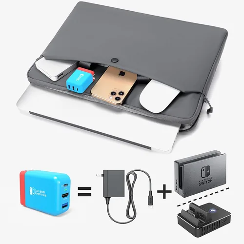Vista 6 de Mirabox Cargador portátil de 65 W para Nintendo Switch, compatible con Switch OLEDSteam DeckROG AllySamsung DexiPadMacBook, estación de acoplamiento