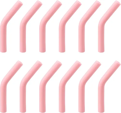 Vista 10 de uxcell 12 puntas de popote de silicona, punta de codos de paja de silicona, fundas de paja de metal suaves y reutilizables para popotes de acero