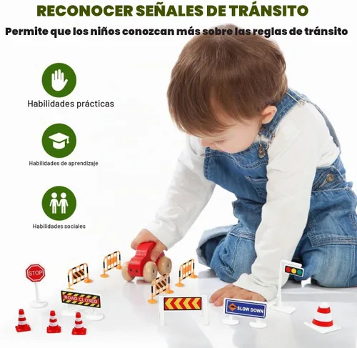 Vista 4 de TOYANDONA 1 juego de señales de tráfico, señales de calle para niños
