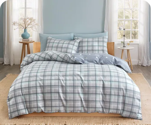 Vista 31 de Sleepbella - Edredón tamaño individual, algodón de 600 hilos, patchwork a rayas en blanco y azul marino, diseño reversible en azul, con relleno