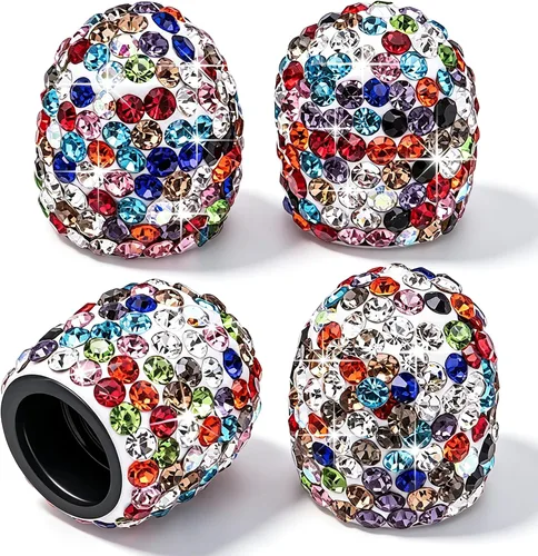 Vista 21 de 4 tapas de válvula de vástago de neumático de diamantes de cristal brillante, a prueba de polvo, tapas universales para válvulas de neumáticos