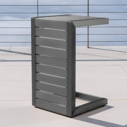 Vista 6 de Christopher Knight Home Cape Coral - Juego de tumbonas y mesa auxiliar de aluminio para exteriores, 2 piezas, gris/gris oscuro