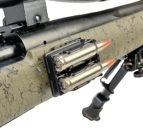 Vista 6 de Rifle Stock munición titular/portador - sujeción segura, desmontaje rápido. El soporte para munición de culata de rifle está disponible
