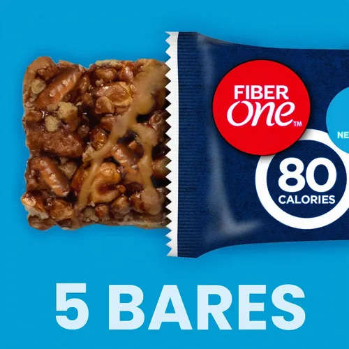 Vista 4 de Barras de merienda masticables Fiber One de 80 calorías, chocolate, caramelo y pretzel, 5 unidades, 4.1 oz 20% Daily Value of Fiber per Bar, 80