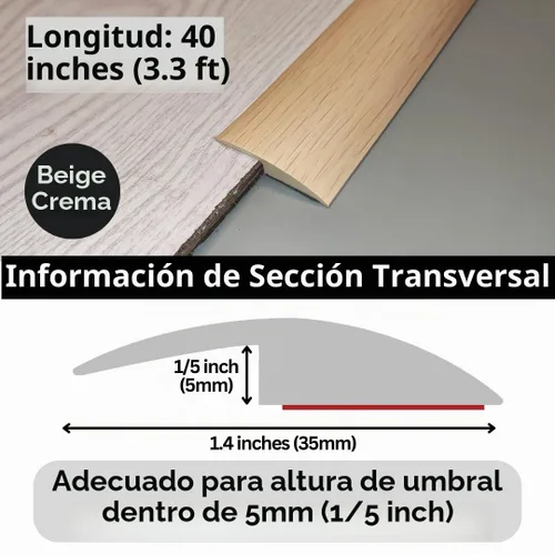Vista 5 de Tira de transición de piso de 1/5 pulgadas de altura, alfombra autoadhesiva, baldosas de madera, cubierta de transición laminada, borde de puerta