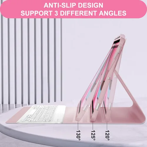 Vista 5 de Funda de teclado para Samsung Galaxy Tab S7 FE (5G)/S8 Plus/S7 Plus de 12.4 pulgadas Teclado Bluetooth magnético desmontable Funda protectora