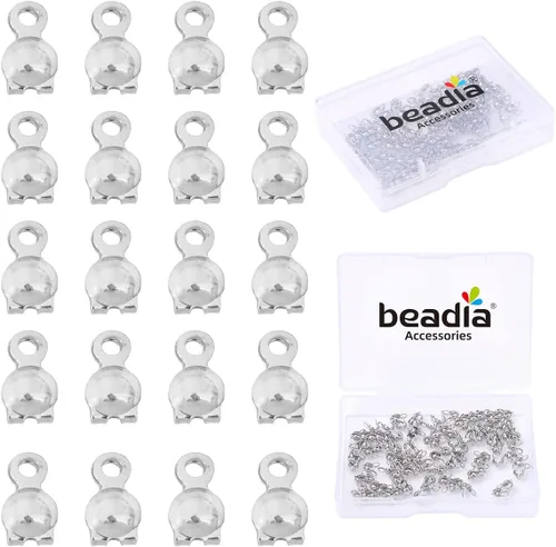 Vista 12 de BEADIA - Hebilla de línea de pesca cilíndrica chapada en oro de 14 quilates, tapas de extremo de 3.2 mm, 30 piezas para hacer joyas