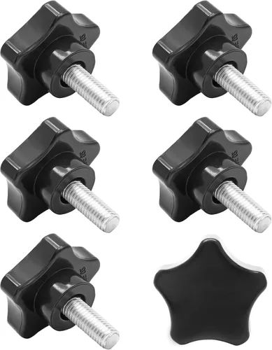 Vista 17 de 6 Piezas de Pomo de Estrella Roscado de M4 x 20mm, Manija de Perilla de Sujeción en Forma de Hexágono de Plástico para Reemplazo de Base de Paraguas