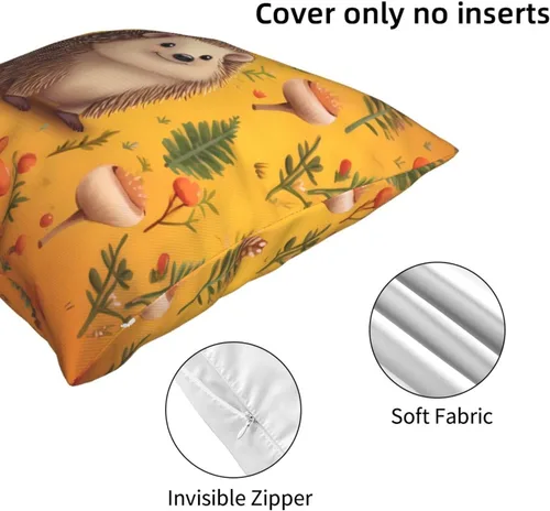 Vista 5 de Fundas de almohada decorativas con estampado de erizo, fundas de cojín cuadradas, funda de cojín suave, funda de almohada para decoración del hogar