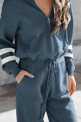 Vista 167 de PRETTYGARDEN Conjunto de suéter de 2 piezas para mujer, sudadera con cremallera, pantalones deportivos, ropa casual