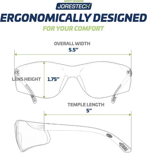 Vista 6 de JORESTECH Gafas de seguridad transparentes ANSI Z87+ para protección UV y de alto impacto