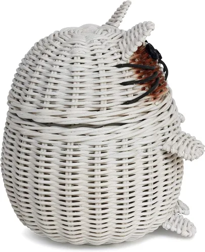 Vista 7 de G6 COLLECTION Cesta de almacenamiento de ratán para gatos con tapa, papelera decorativa para decoración del hogar, organizador de estantes tejido a