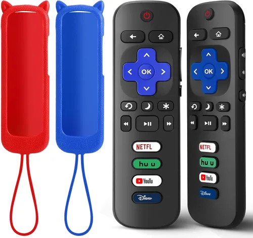 Vista 12 de (Paquete de 2) Repuesto para control remoto Roku TV con cubierta de 2Remote+Cubierta Azul Resplandor+Cubierta Verde Resplandor