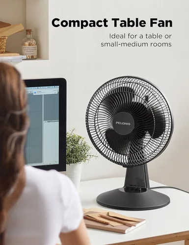 Vista 6 de PELONIS Ventilador oscilante de pie con control remoto de 16 pulgadas, temporizador de 7 horas, 3 velocidades y altura ajustable y ventilador