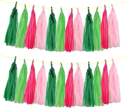 Vista 7 de ZOOYOO Guirnalda de borlas brillantes de papel de seda para decoración de mesa, kits de bricolaje para cumpleaños, boda, despedida de soltera