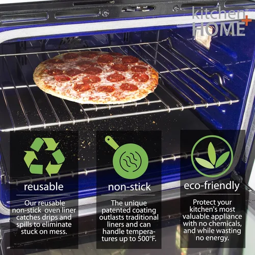 Vista 3 de Juego de 2 revestimientos para horno de cocina y hogar, grande, resistente, 100% libre de PFOA y BPA, antiadherente, reutilizable, para hornos