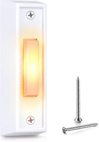 Vista 13 de Saillong - Botón de timbre iluminado, color negro, luz cálida Rango de voltaje de 8 V-24 V, timbre iluminado con cable, reemplazo de botón