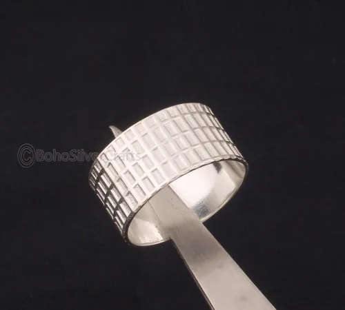 Vista 2 de 925 Silver Ring, Handmade Spinner Ring, Fidget Spinner Ring Women, Anxiety Band Ring, Wide Band Spinner Ring, Meditation Silver Ring, Unique Ring