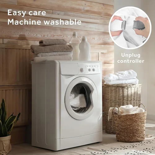Vista 7 de Sunbeam Restful - Protector de colchón con calefacción, 12 ajustes de calor, apagado automático, lavable a máquina, tamaño King, color blanco
