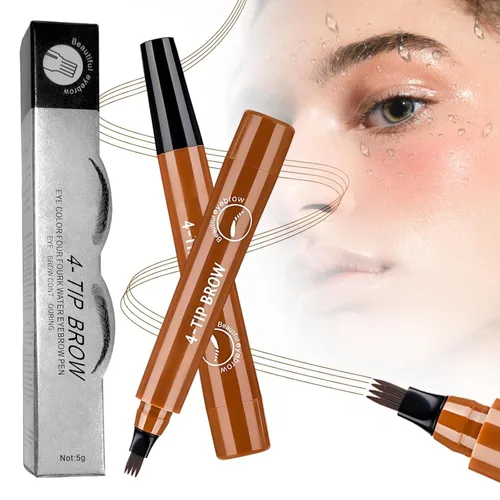 Vista 9 de Microblading Lápiz de cejas, lápiz mágico de contorno de cejas 2026 con punta de micro-tenedor, 3D resistente al agua con 4 puntas brocha de carrete