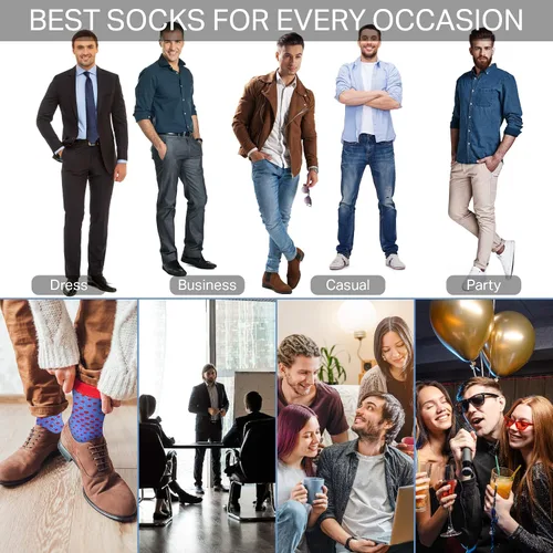 Vista 6 de Marino - Calcetines de vestir coloridos para hombre, de algodón con estampado de moda, 12 unidades.