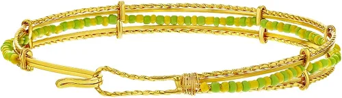 Vista 2 de Pulsera de cuentas Babalawo chapada en oro verde y amarillo para mujer hermosa pulsera de orulla chapada en oro elegante joyería de protección