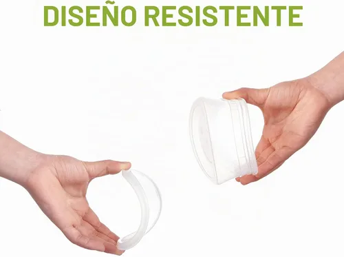 Vista 3 de [Juego de 48 a 8 onzas] Recipientes de plástico para almacenamiento de alimentos con tapas, desechables y transparentes, pequeños tarros Togo