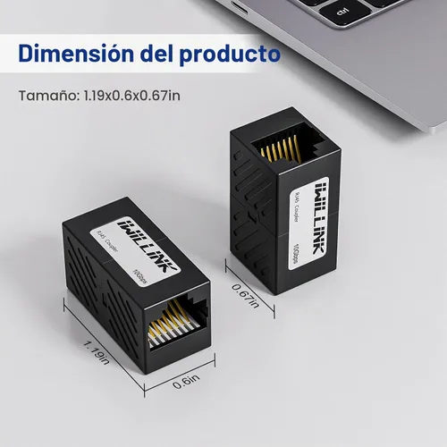 Vista 4 de iwillink Conector Ethernet RJ45, hembra a hembra, paquete de 5, color negro