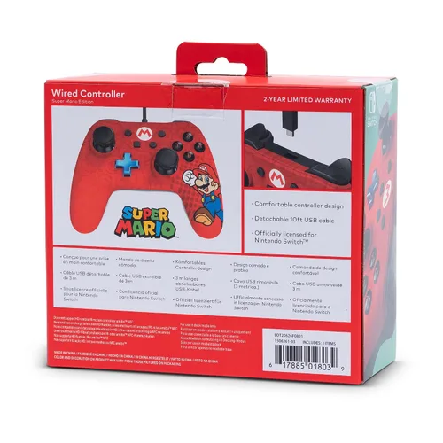 Vista 2 de PowerA Wired Controller for Nintendo Switch - Mario, Gamepad, Game controller, Wired controller, Officially licensed