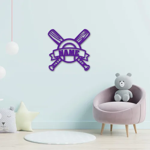Vista 6 de Letrero de luz nocturna LED de béisbol, decoración de béisbol para fanáticos apasionados, letrero de béisbol personalizado con nombre, decoración