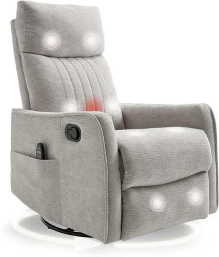 Vista 9 de cinkehome Silla mecedora reclinable giratoria pequeña para cuarto de bebé