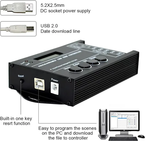 Vista 5 de Jeffergarden Multi funcional DC12 24V centralina tc420 tc420 20A programable LED controlador de tiempo 5 canales color ajustable con CD cable USB