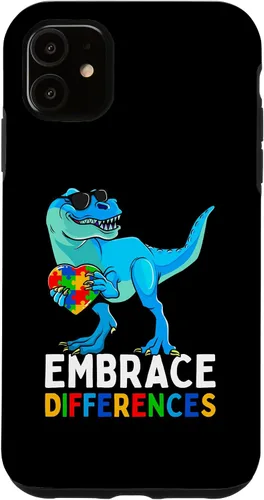 Vista 5 de Carcasa para iPhone 15 con diseño de rompecabezas de dinosaurios, concientización del autismo para niños