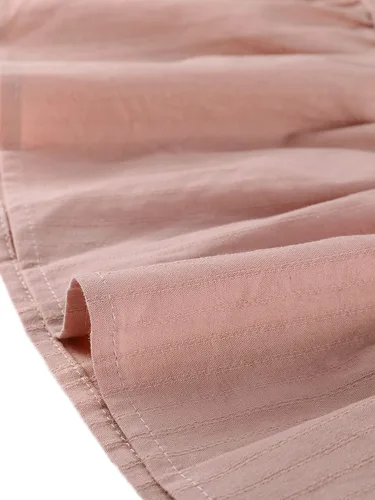 Vista 6 de Allegra K Vestido camisero de algodón ajustado y acampanado para mujer con cinturón y botones frontales con volantes, M